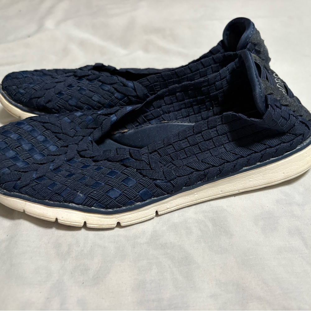 Women's Navy Woven Flats - Picture 3 of 6